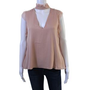 Alexis Women Bohemian Silk V-Neck Sleeveless Blouse Pink Size M